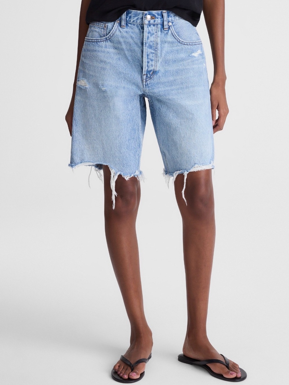 Madewell Essex Long Baggy Shorts Jorts in Londe Blue